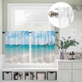 thumbnail image 3 of Summer Ocean Beach Sailboat Curtain Tier and Valance Set 3 Piece, Coastal Scene Blue Sky 3-inch Rod Pocket Window Tier Curtains Valance for Kitchen Living Room, 3 of 9