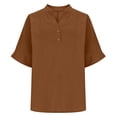 thumbnail image 5 of TaTaai Women's Plus Size V-Neck Button Up Shirt with Loose Fit, Short Sleeves, and Breathable Casual Comfort Gift, 5 of 9