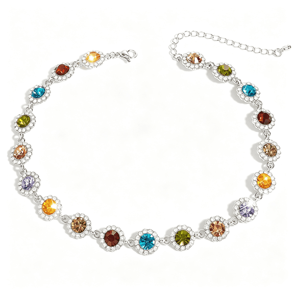 DESIGNICE Crystal Colorful Choker Necklace Sparkly Rhinestone Necklace for Women Colorful Necklace for Women