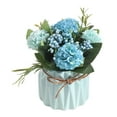 thumbnail image 2 of DOLITY Artificial Flower Bonsai Simulation Hydrangea Flower Fake with Vase for Festival Blue, 2 of 9