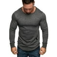 thumbnail image 3 of Frontwalk Mens T Shirts Solid Color T-shirt Long Sleeve Tops Men Fashion Pullover Crew Neck Basic Tee Gray L, 3 of 4
