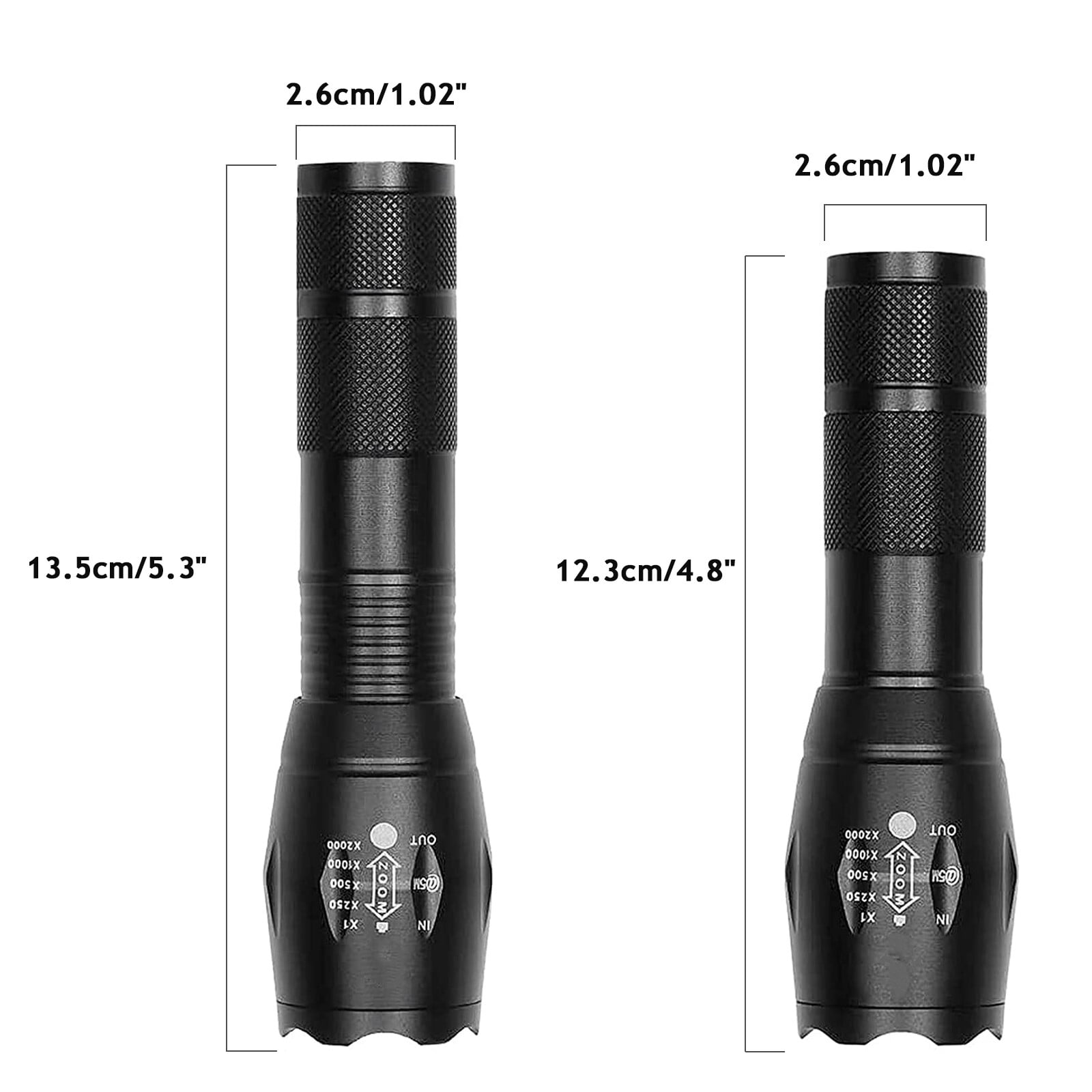 4 Pack USB Rechargeable LED Flashlight Adjustable Focus Outdoor 5-Modes Flashlight (Not included Battery)