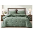 thumbnail image 2 of saney Sage Green Comforter Set Oversized King Size 3-Piece Fluffy Soft Lightweight Bedding Honeycomb Geometric Quilted Stone-Washed Microfiber Comforter Set for All Season, 2 of 8