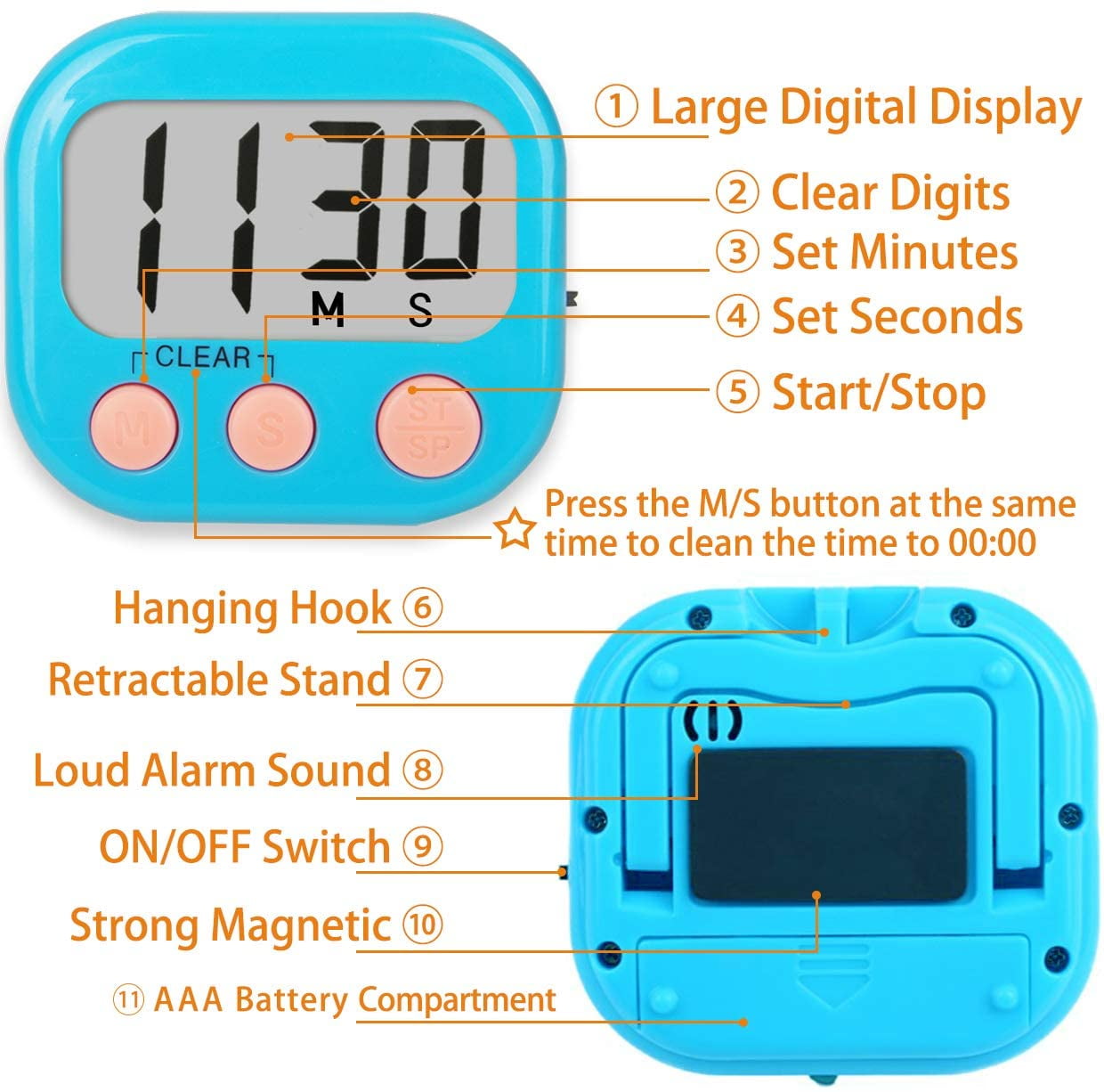 Multi-function Electronic Timer, Magnetic Digital Timers, Big Lcd Display  The Loud/silent Switch Countdown Timer, Extensively Use In Break Time,  Cooking, Gym, Meeting, Classroom, Timer Gift, Apartment Essentials, College  Dorm Essentials - Temu