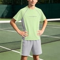 thumbnail image 5 of ITSAME Boys Girls Athletic Outfits 2-Piece Short Sleeve Top and Shorts Set Kids Quick-Dry Sportswear Green Size 12, 5 of 7