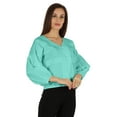 thumbnail image 2 of Bimba Chemise à Manches Ballon Boutonnée Été Coupe Ample Blouse Plissée pour Femmes, 2 of 7