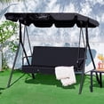 thumbnail image 5 of 3-Seat Porch Swings, Outdoor Patio Swing Chair, Swing Bench with Adjustable Canopy, Steel Frame for Garden, Patio, Poolside, Black, 5 of 5