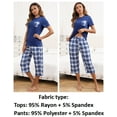 thumbnail image 5 of Women's Short Sleeve Pajamas Sets with Capri Pants 2 Piece Womens Capri Pajama Sets with Pockets Summer Plaid Print Sleepwear Set for Women, S-XXL, 5 of 11