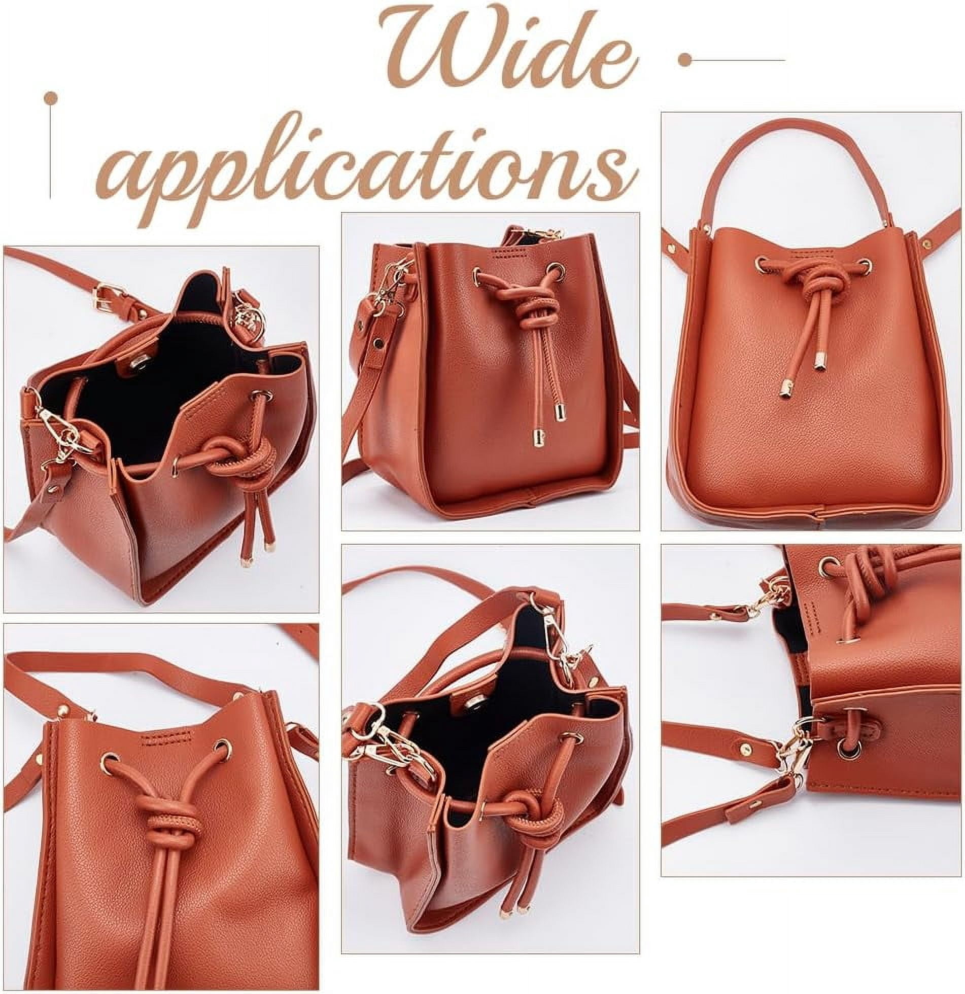 DIY Imitation Leather Sew on Women's Crossbody Bucket Bag Making Kit including Fabrics D Rings Screw Cord and Needle Screwdriver Sienna Fihished Product: 220x200x100mm