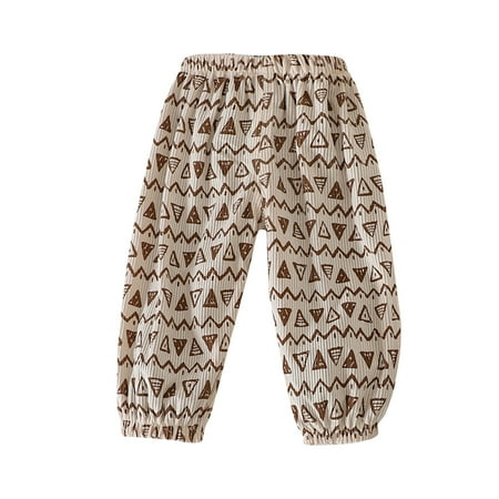 SROBPTY Child Boys Girls Pants Print Elastic Waist Cuffed Trousers for 1-7 Years