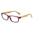 thumbnail image 2 of Real Bamboo Reading Glasses Spring Hinge Genuine Bamboo Rectangular Reader w/Case, 2 of 3