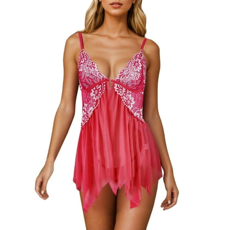 Women s Nightgowns Babydoll Dress For Women Hot Pink Pajamas For Women Lace Dress Womens Lingerie Sexy
