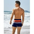 thumbnail image 2 of COOFANDY Mens Fashion Swimwear Printed Swim Briefs 3 inch Beach Shorts Swim Trunks Red Stripe, 2 of 5