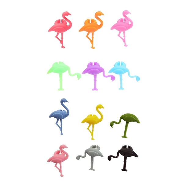 BRIGHTFUFU 12 piezas de silicona Copa de vino Mark Flamingo Design Wine Glass Recognizer Cup Distinguisher para Home Party Banquet