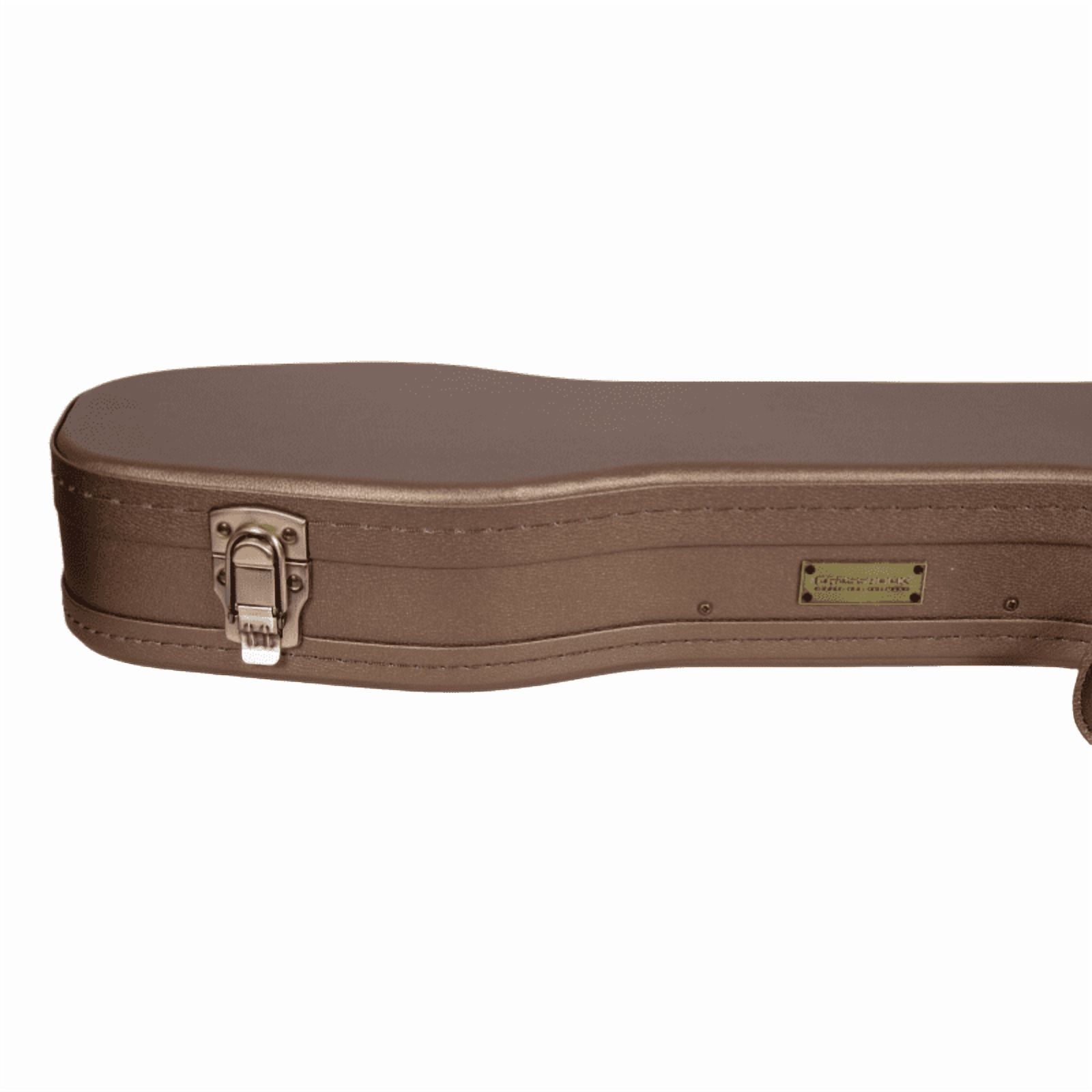 Crossrock Designer Series- Universal Wooden Case for Stratocaster and Telecaster Electric Guitars- Security Lock, Metal Feet, Storage Space- Chocolate Brown
