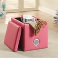 thumbnail image 5 of Furniture of America Larson Faux Leather Square Speaker Ottoman in Pink, 5 of 9