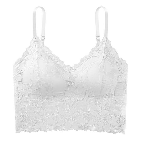Siilsaa Bralettes for Women Full Coverage Underwire Bras Plus Size Lifting Lace Bra for Heavy White One Size