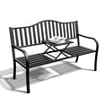 thumbnail image 2 of JMGJOY 2 in 1 Metal Outdoor Bench, Weatherproof Garden Bench, with Striped Pattern Backrest and Folding Middle Table, for Patio, Porch, Park, Lawn, 2 of 9