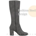 thumbnail image 5 of BLISSFUL STEP Women's Round Toe Block Heels Knee High Boots Gray 9.5, 5 of 7