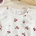 thumbnail image 5 of Xyant Toddler Baby Girls Cherry Print Outfits Ruffle Collar Long Sleeve Shirt Pants Clothes Casual Outfit Sunflower Baby Girl Clothes (White,12-18 Months), 5 of 7