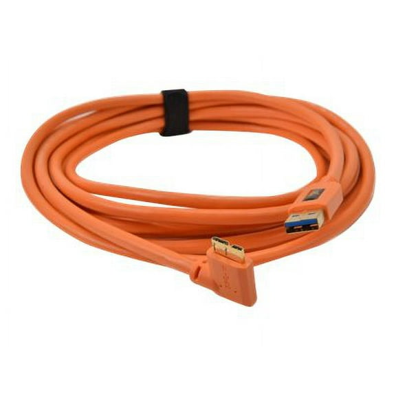 Tether Tools TetherPro 15' USB 3.0 Type-A Male to Micro-USB Right-Angle Male Cable, High-Visibility Orange