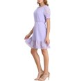 thumbnail image 4 of INSPIRE CHIC Women's Ruffle Hem Short Puff Sleeve Party A-Line Mini Dress S Purple, 4 of 5