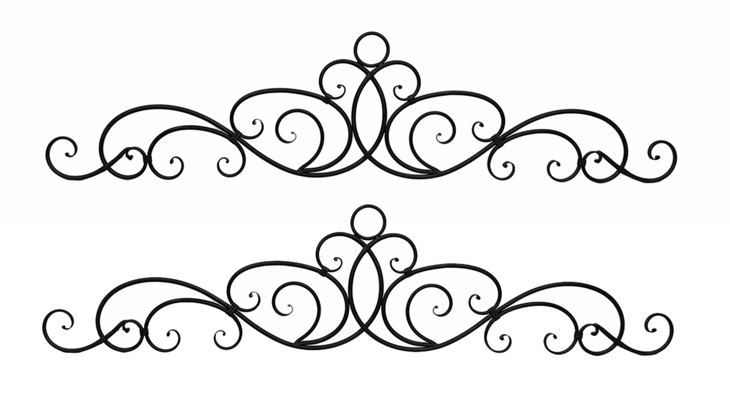 Antique Bronze Metal Elegant Scrolls Wall Pediment Set of 2