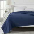 thumbnail image 2 of Modern Threads Thermal Waffle Weave Navy Cotton Bed Blanket, Twin, 2 of 4