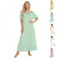 thumbnail image 6 of Womens Elegant Victorian Nightgown Cute Ruffled Sleepwear Full Length Loungewear Short Sleeve Nightdress Vintage Sleepdress Loose Pajama Nightshirt, 6 of 6