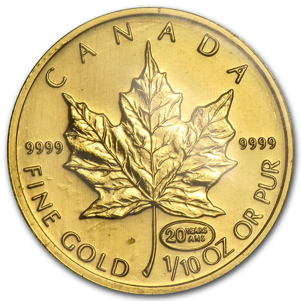 Royal Canadian Mint 1999 Canada 1/10 oz Gold Maple Leaf BU (20 Years