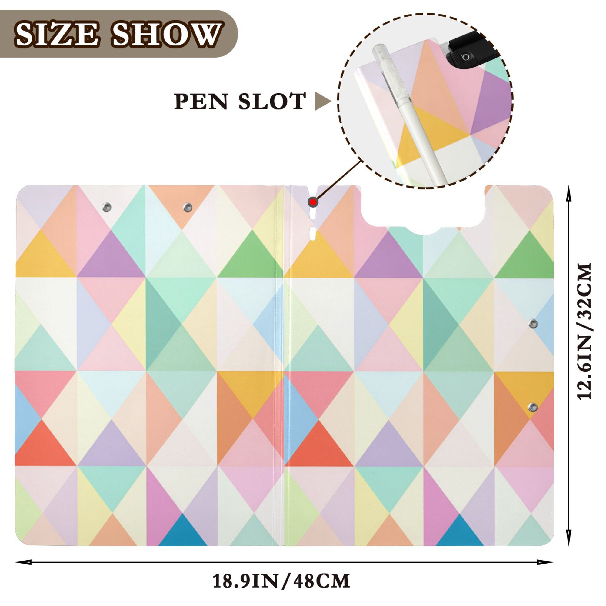 FORMRS A4 Clipboard Folder with Pen Holder Horizontal Foldable School Office Binder, Abstract Geometric
