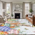 thumbnail image 2 of Spring Easter Area Rugs Collection 5'x7', Rabbit Eggs Eucalyptus Leaf Floral Butterfly Non Slip Indoor Rectangle Throw Runner Rug Floor Mat Carpet for Living Room Dining Table Bedroom Nursery, 2 of 9