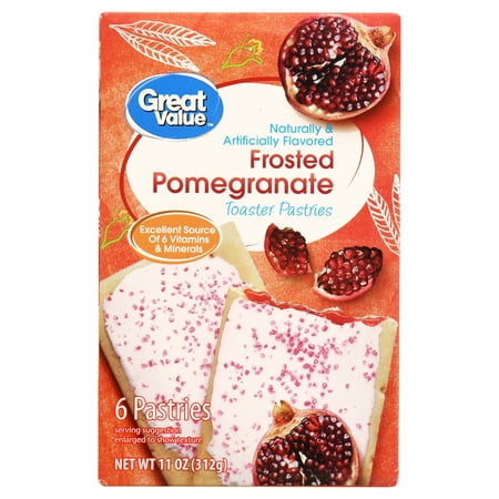 Great Value Toaster Pastries, Frosted Pomegranate, 11 oz, 6 Count