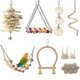 thumbnail image 1 of Juego de 18 piezas de juguetes para pájaros, columpio para loro, juguete para masticar, escalera colgante para percha, para Conure Finch, Nah Bird, 1 of 4