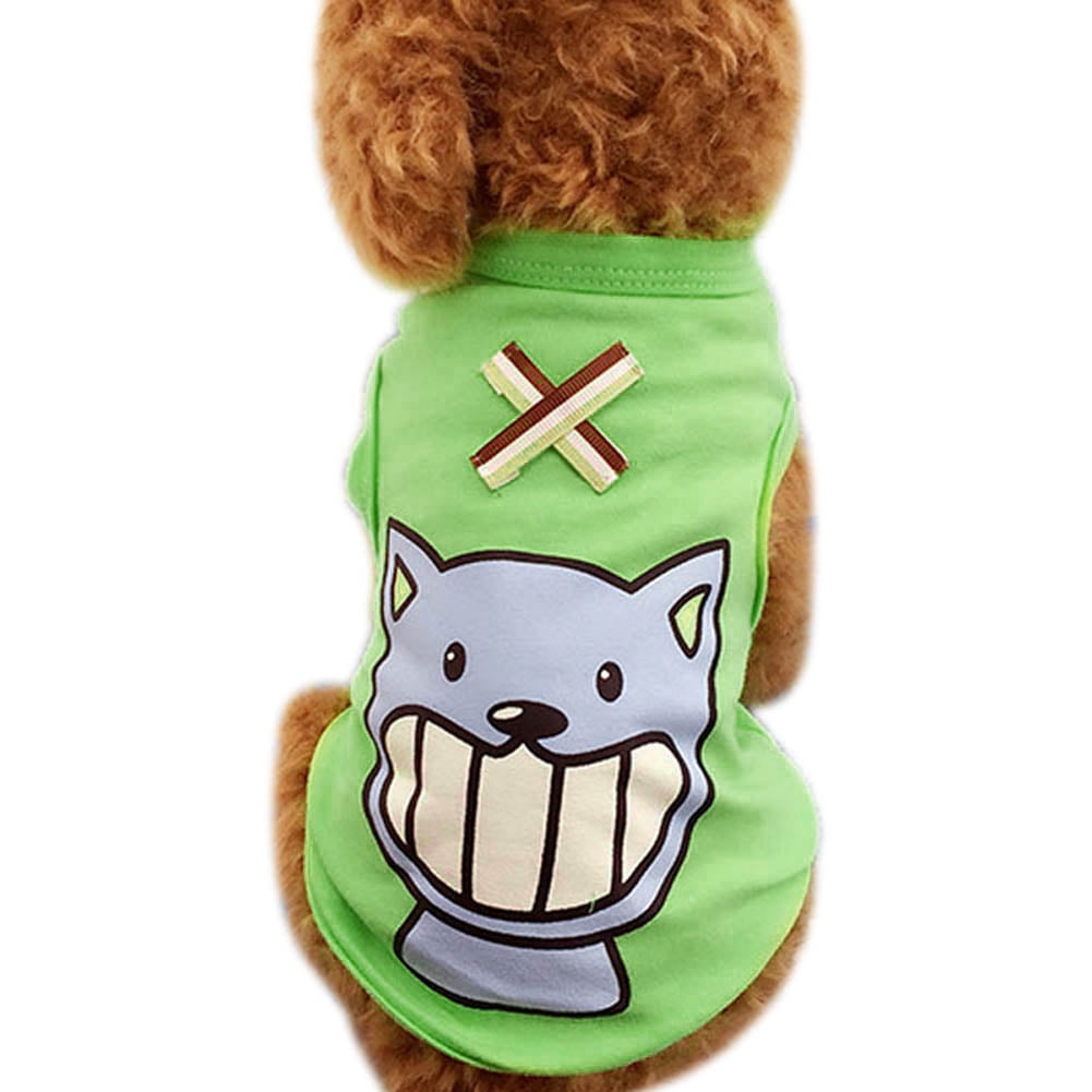 Cartoon Print Puppy Small Dog Clothes Summer T-Shirt Vest Shirt Size XS-XL 