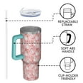 thumbnail image 4 of Pink Christmas Snowman Pattern Tumbler with Handle and Lid,40oz Double Wall Vacuum Insulated Tumbler,Cups Gift for Women and Men, 4 of 7