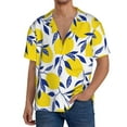 thumbnail image 3 of Disketp Men's Hawaiian Tropical Lemon Print Shirts Button Down Holiday Beach Shirts-Small, 3 of 7