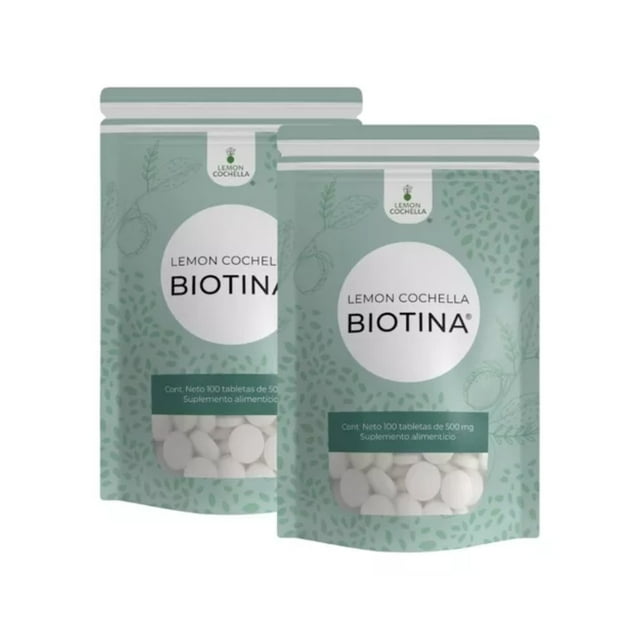 Biotina 10,000 mcg Lemon Cochella 2 Sobres de 100 Tabletas Crecimiento de Cabello