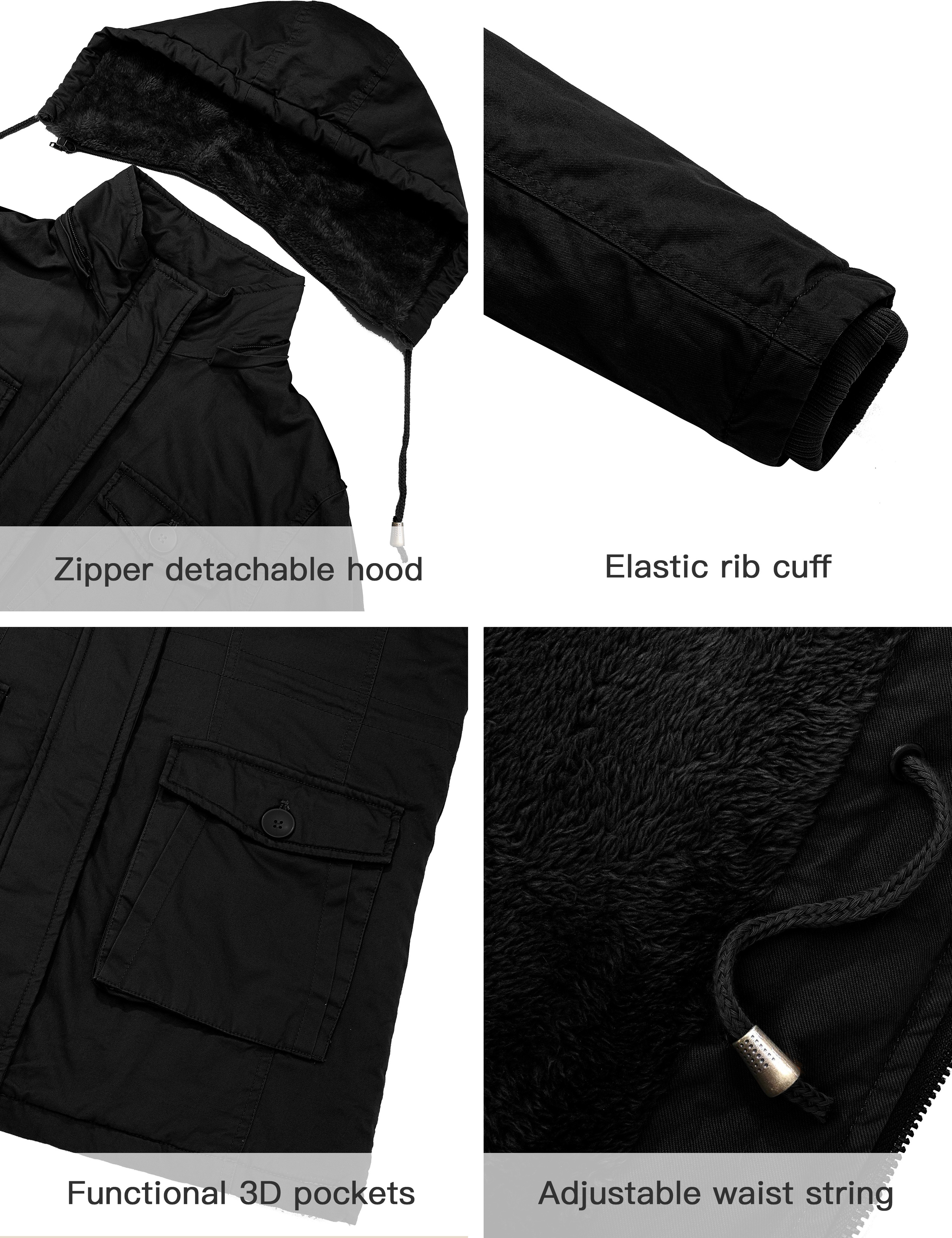 Wantdo Women's Winter Warm Coat Parka Jacket with Removable Hood Black Size S - image 4 of 6