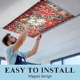 thumbnail image 6 of Christmas Red Check Fluorescent Light Covers, Poinsettia Xmas Flower Snowflake Berry Magnetic Light Covers for Ceiling Lights, Fluorescent Ceiling Shade for Classroom Bedroom Office 4x2Ft x 3PCS, 6 of 8