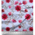 thumbnail image 1 of Soimoi Silk Fabric Leaves & Aster Floral Print Fabric by Yard 42 Inch Wide, 1 of 1