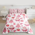 thumbnail image 2 of Manfei Girly Santa Claus Queen Comforter Set for Kid, Pink Xmas Tree Bedding Comforter Set, Kawaii Christmas Cartoon Reversible Bedding Set, Super Cozy Room Decor, 3-Piece, 2 of 8