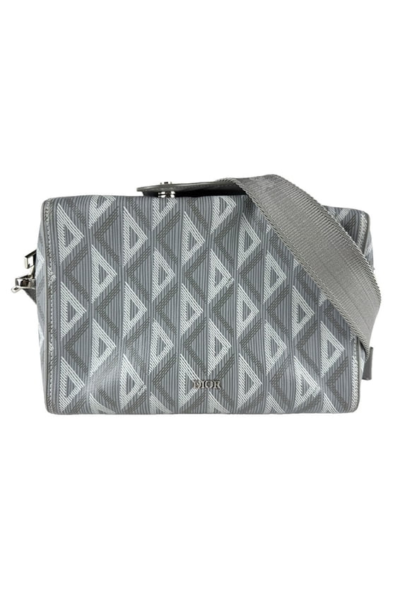 Pre-Owned Christian Dior Dior crossbody shoulder bag, leather, gray and silver, men's, z9270