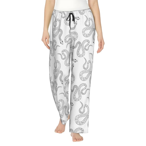 Balery Hand Drawn Snake Pantalones de pijama para mujer, pijamas ultraligeros, pantalones de estar por casa-Large