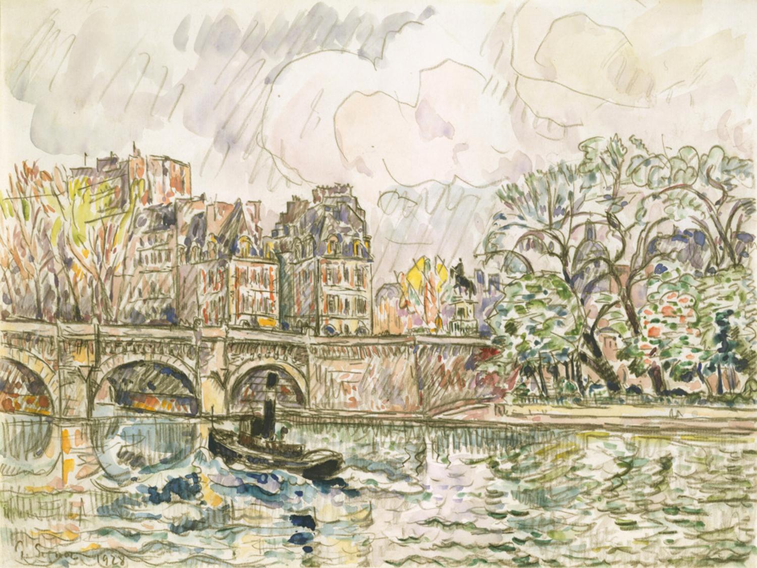 Art.com Paris Le Place Dauphine Art Print by Paul Signac, 24" x 18"
