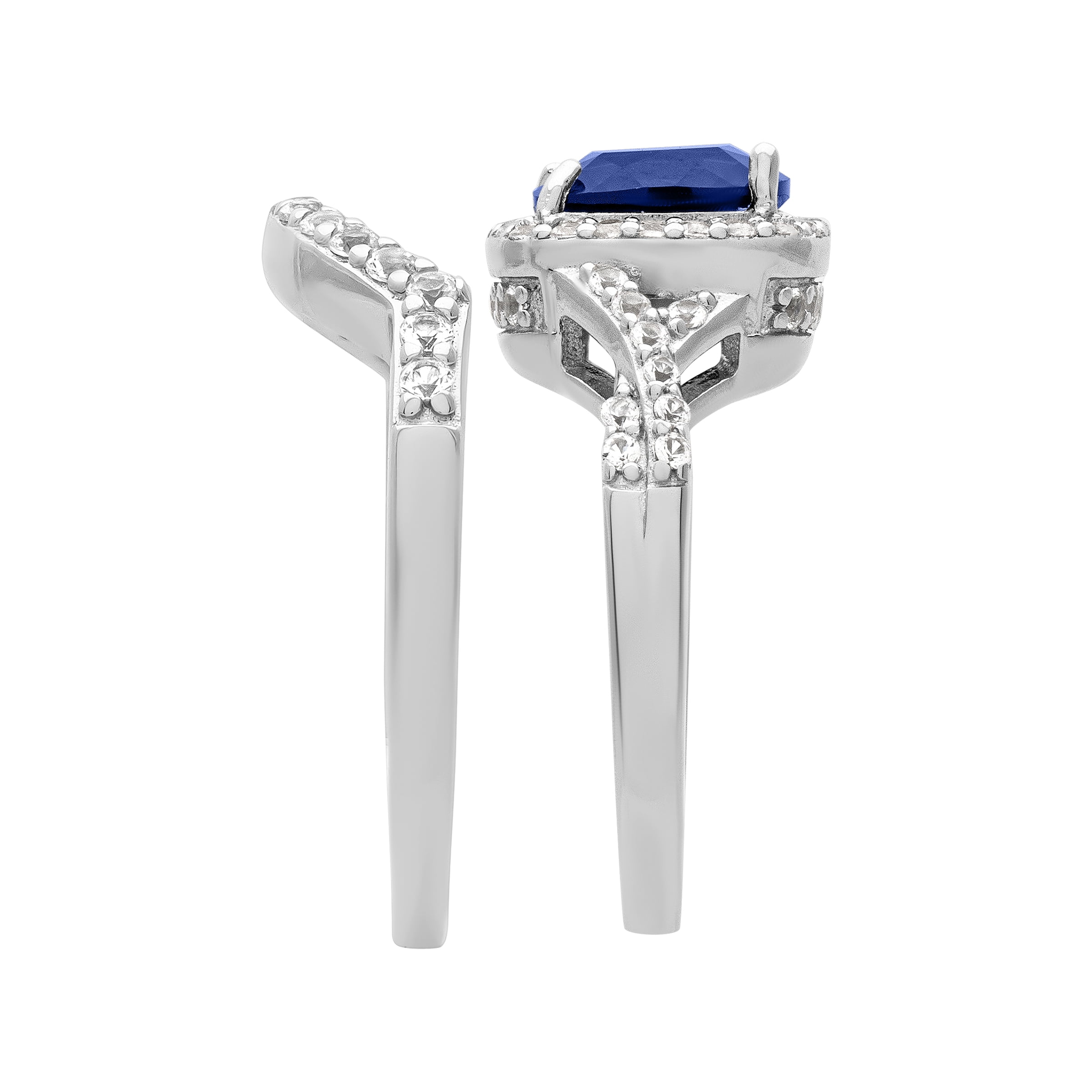Keepsake 2 2/3 Carat TGW Created Blue & White Sapphire "Midnight Gem" Women’s Bridal Set in Sterling Silver