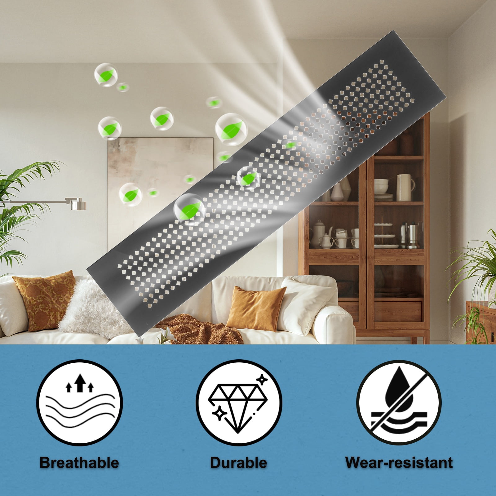 Uxcell 6 x 2 Inch Door Air Vent Cover, 3 Pcs Aluminum Grille Ventilation Cover Louvered Diamond Hole with Screws, Black