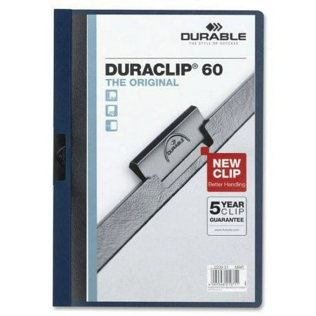 durable report cover with duraclip, letter-size, holds up to 60 pages, clear cover/navy blue, 25 per box (221428)