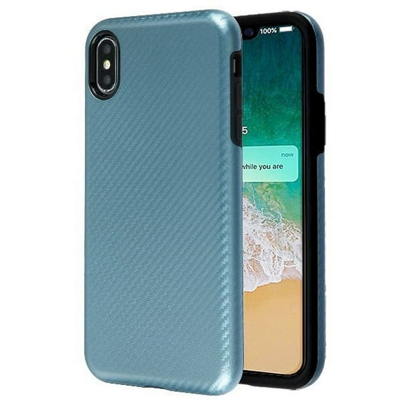 Apple iPhone Xs Max (6.5 inch) - Phone Case Protective Shockproof Hybrid Rubber Rugged Cover with Textured Carbon Fiber Design INK BLUE Slim Phone Case for Apple iPhone Xs Max