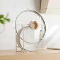 thumbnail image 4 of WRKEKC Clearance Countertop Dish Drainer Rack for Kitchen, Iron Pot Lid Organizer with Hollow Base, Rustproof Plate Drying Rack, 2 Sizes for Utensils Bowls Storage, 4 of 6